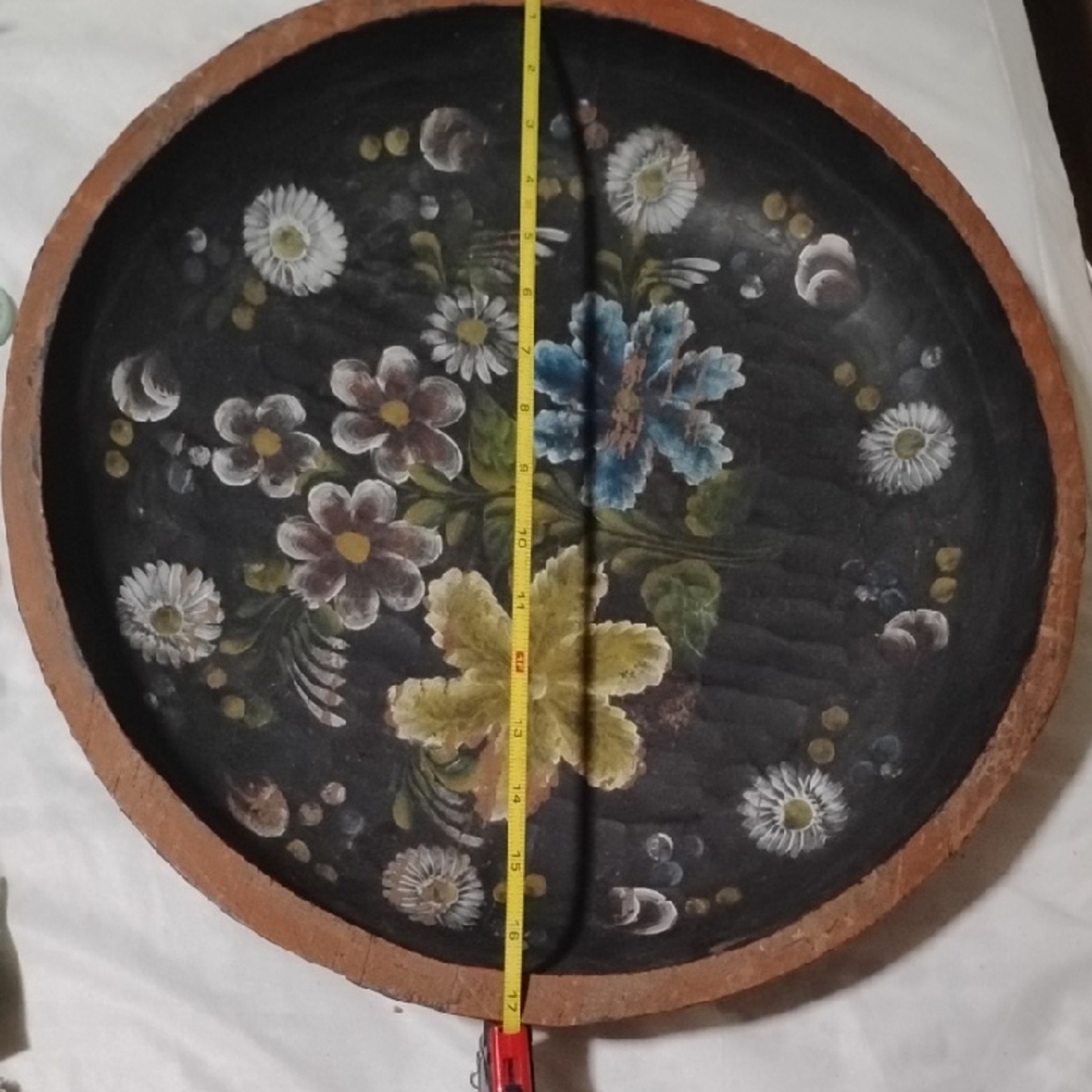 Floral Painted Round Tray